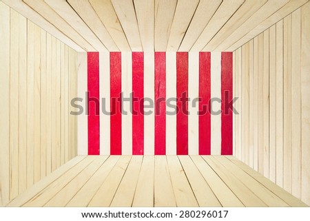 Red wood stripe room abstract background for graphic designer
