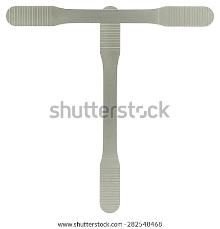 T Tensile test bar English font on isolated white background