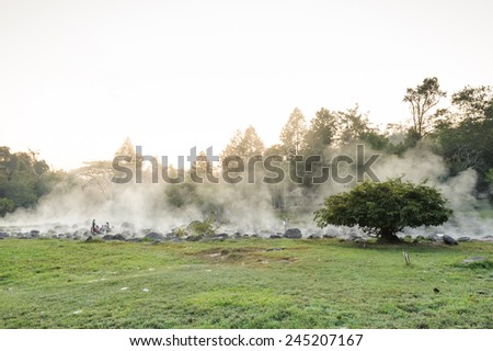 Natural environment hot spring at Jaeson National Park in Lampang, Thailand