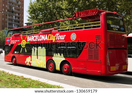 BARCELONA - AUGUST 1:Barcelona City Tour is a official touristic bus service that shows the city with an audio guide, August 1, 2012, in Barcelona, Spain.