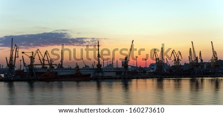 transportation cargo port and sea cargo cranes. Odessa, Ukraine.