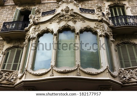 facade house window and balcony of Barcelona. Spain