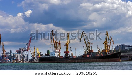 Cargo sea port. Sea cargo cranes.Odessa, Ukraine.