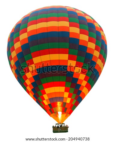hot air striped balloon isolated on white background