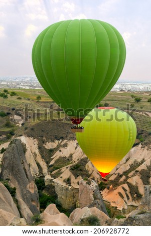 Hot air balloons show in mountain Goreme