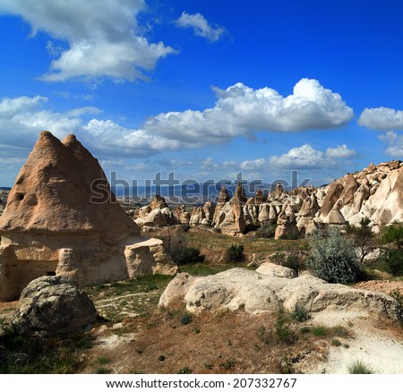 fairy chimney valley - mountain landscape, Goreme, Cappadocia, Turkey