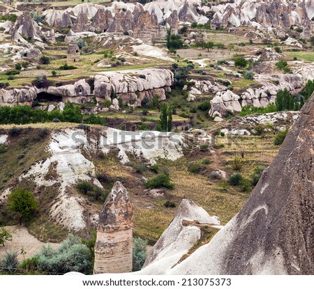 Mountain landscape valley of Cappadocia, Turkey