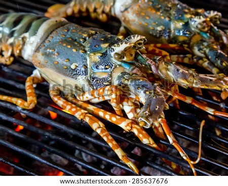 Barbecue Grill cooking seafood. background seafood cooked