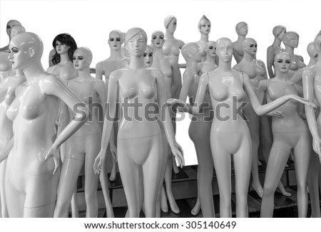 naked mannequins for sale isolated in white
