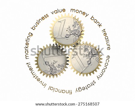 Euro coin gears - financial system concept