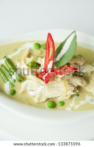 Chicken green curry, Thai food.