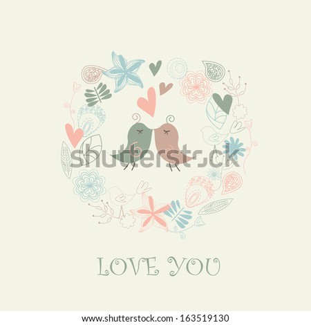 Floral background with cute background in cartoon style