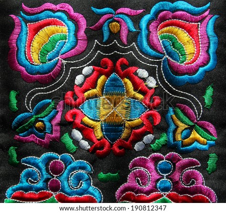 multicolor ethnic hand embroidery pattern