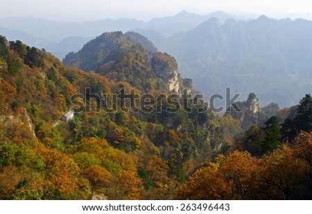 Scenic autumn landscape in Wudang mountains, Hubei, China