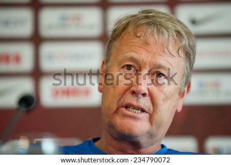 PRAGUE - JULY 28: FF Malmo coach Age Hareide is seen during a press conference prior to the Champions League third round match AC Sparta Praha vs Malmo FF, in Prague, Czech Republic, July 28, 2014.