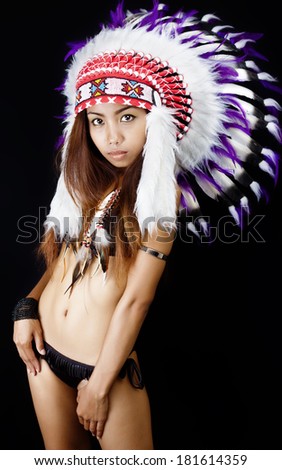 Native American, Indians in traditional dress, American Indian Girl, bikini