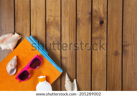 Beach scene with wood decking
