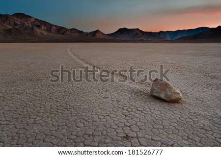 \'Sailing Stone\' at the Racetrack Playa in Death Valley National Park, California.
