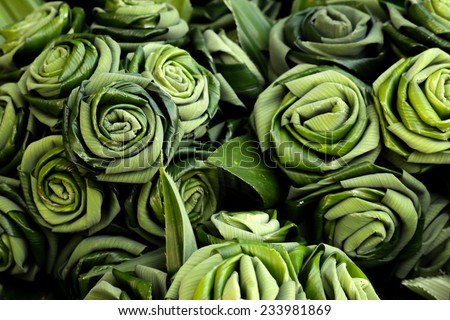 Leaves folded into a rose