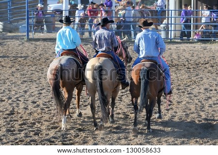 BRICE CANYON CITY, UTAH - JUNE 25: Cowboys ride their horses at a rodeo show at Ruby's Inn Bryce Canyon Country Rodeo on June 25, 2011 in Brice Canyon City.