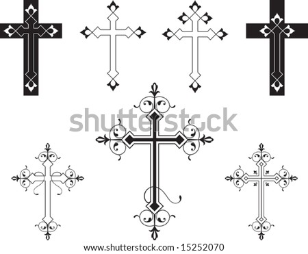 christian cross tattoos. Vector Christian Crosses