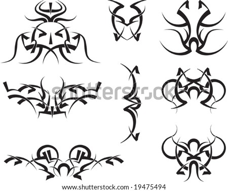 indian tribal tattoo. Tribal tattoo set (Various