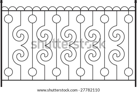 Wrought Iron Gate, Fence, Window, Grill, Railing design - stock vector
