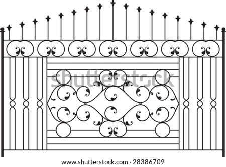 Wrought Iron Gate, Fence, Window, Grill, Railing design - stock vector
