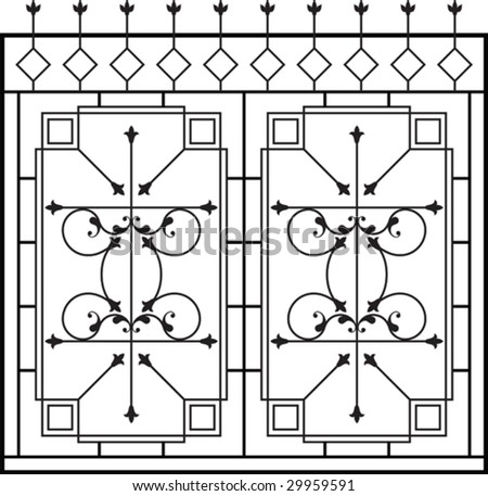 Iron Gate, Door, Fence, Window, Grill, Railing design - stock vector