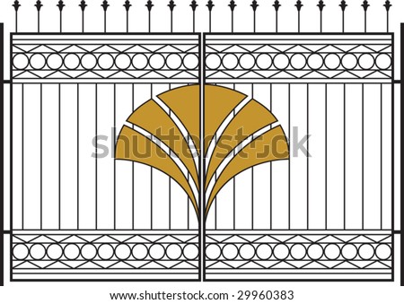 Iron Gate, Door, Fence, Window, Grill, Railing design - stock vector