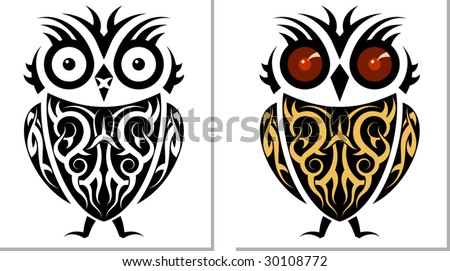 Tattoo Owl. abstract. animal