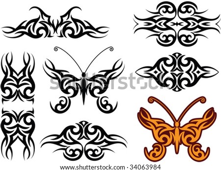 stock vector Vector Tribal Tattoo Armband Butterfly