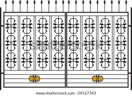 Iron Gate, Door, Fence, Window, Grill, Railing design - stock vector