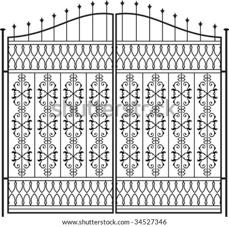 Iron Gate, Door, Fence, Window, Grill, Railing design - stock vector