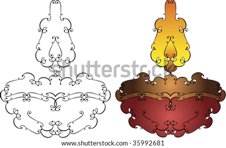 oil lamp vector. stock vector : Ornamental Diya