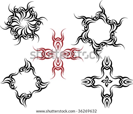 tribal cross drawings. stock vector : Vector Tribal