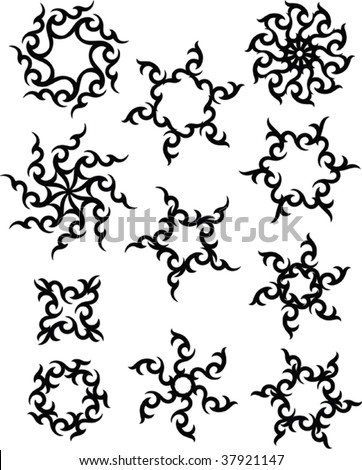 stock vector Vector Tribal tattoo set Sun Flame Designs tribal tattoo sun