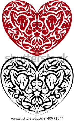 heart tattoos tribal. tribal heart tattoos. stock vector : Tribal tattoo