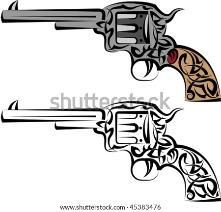 stock vector Tattoo Gun Revolver Pistol