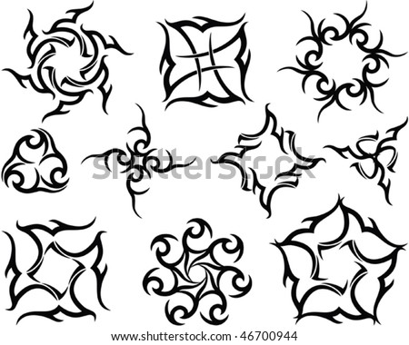 stock vector : Vector Tribal tattoo set Sun, Flame Designs