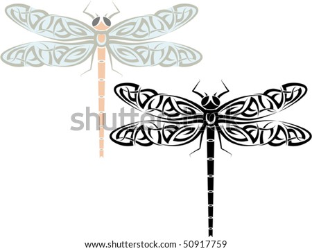 stock vector : Tattoo Dragonfly