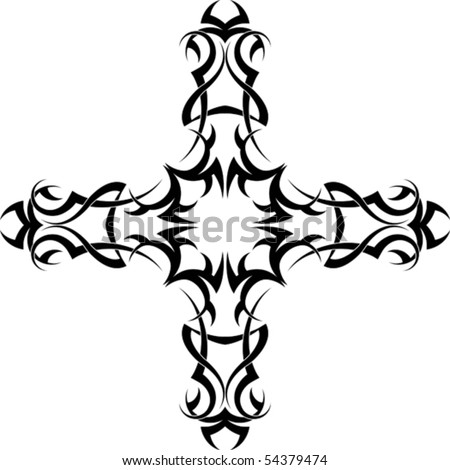stock vector : christian Cross Tattoo