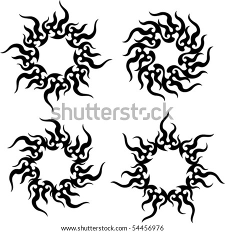 Tribal  Tattoo Designs on Vector Tribal Tattoo Sun  Flame Design   54456976   Shutterstock