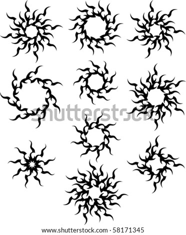 stock vector Tribal tattoo set Sun Flame Designs Save to a lightbox 