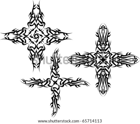 stock vector : tribal Tattoo Cross