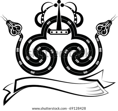 stock vector Snake with crown Tattoo