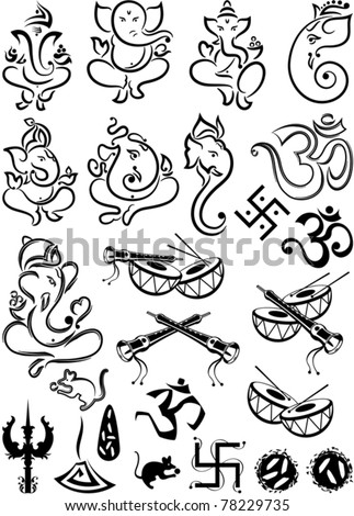 stock vector Ganesha Wedding Symbols