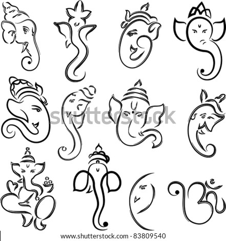 Logo Design Sketches on Lord Ganesha Collection Stock Vector 83809540   Shutterstock