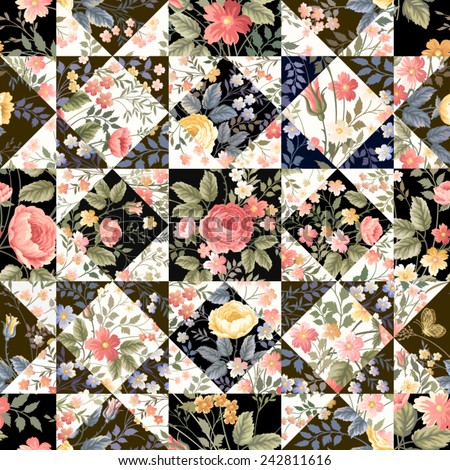 seamless patchwork pattern with flowers