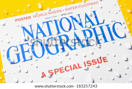 KRAGUJEVAC, SERBIA - MARCH 21, 2014: Close up of cover of National Geographic special issue for April 2010. National Geographic magazine is official magazine of the National Geographic Society.